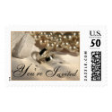 Wedding Ring Pillow And Pearls Postage Stamp
